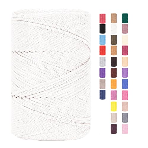 Rope Garn 3mm X 225m Zum Häkeln Makramee Taschen Baumwollschnur Polyester Bäckergarn Baumwollkordel Macrame Cord Baumwollgarn Baumwollfaden Geflochten Textilgarn Körbe Easy Yarn (28,1 Stück) von ChongKuan