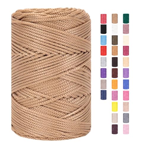 Rope Garn 3mm X 225m Zum Häkeln Makramee Taschen Baumwollschnur Polyester Bäckergarn Baumwollkordel Macrame Cord Baumwollgarn Baumwollfaden Geflochten Textilgarn Körbe Easy Yarn (30,1 Stück) von ChongKuan