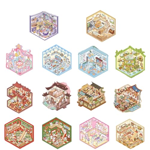 Sets Diy 3d House Stickers Haus Aufkleber Make Scenes for Hausaufkleber Fun Adults Miniature Zum Selbermachen Di-y (14-teiliges Set) von ChongKuan