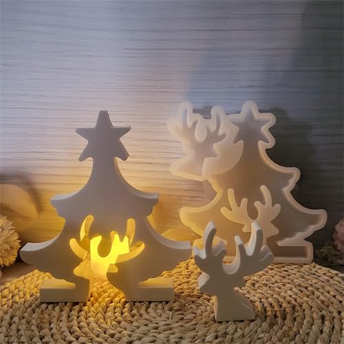 Silikonformen Gießformen Weihnachten Gießform Weihnachten Silikonform Weihnachten Stern Elch Gipsformen Zum Gießen Weihnachtsbaum Selber Machen Set Epoxidharz Kerzenformen Tannenbaum Kerzenhalter (4) von ChongKuan