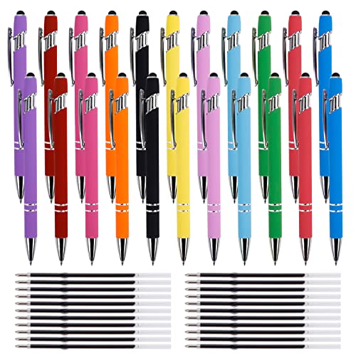 Chostky 22PCS 2 in 1 Stylus-Kugelschreiber, einziehbarer Bildschirm-Touch-Stift mit 22 Minen, Kugelschreiber mit Stylus-Spitze, kapazitiver Stift mit schwarzer Tinte f¨¹r Touchscreens von Chostky