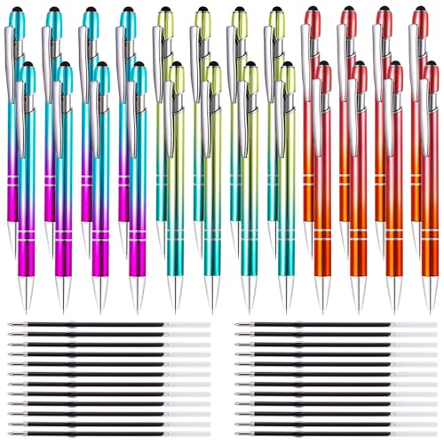 Chostky 24PCS Kugelschreiber mit Stylus-Spitze, 2 in 1 Metall-Stift mit 24 Minen, einziehbare Stylus-Stifte schwarzer Tinte f¨¹r Touchscreens t?gliche Arbeit Schreiben Schreibwaren B¨¹robedarf von Chostky