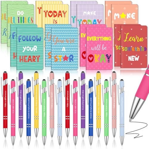 Chrisfall 16 Sets Inspirierende Geschenke Bunt Notizbuch Mini Lustig Motivierend Notizblöcke Inspirierende Taschennotizbuch Kugelschreiber Kawaii Kleine Tagebücher für Kollegen Büro Lehrer Weihnachten von Chrisfall