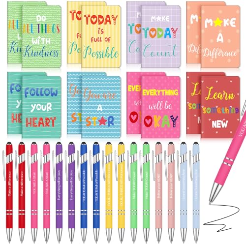 Chrisfall 16 Sets Inspirierende Geschenke Bunt Notizbuch Mini Lustig Motivierend Notizblöcke Inspirierende Taschennotizbuch Kugelschreiber Kawaii Kleine Tagebücher für Kollegen Büro Lehrer Weihnachten von Chrisfall