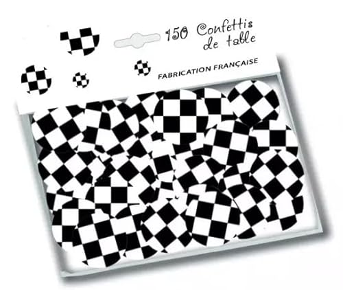 150 runde Konfetti Schachbrettmuster schwarz weiß I 25 mm Papier Dekoration Tisch I Party Geburtstag Thema Rennwagen I Speed Racing Motosport Geschwindigkeit Motocross von Christian Fabrications