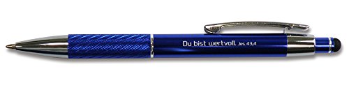 Christliche Geschenkideen °° Kugelschreiber Du bist wertvoll - veredelt mit Laserung Ichthys (blau) von Christliche Geschenkideen