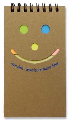 °° Notizzettel-Set, Notizblock + Haftstreifen "Freu dich - Jesus " 50 Blatt, 8x15cm von Christliche Geschenkideen