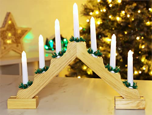 Christmas Concepts® Hölzerne Kerzenbrücke mit warmen weißen LED-Leuchten - batteriebetrieben von Christmas Concepts