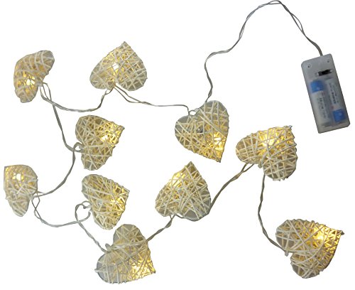 Christmas Concepts 10 Warm White LED Rattan Herz Lights - Weihnachten/Hochzeit/Home Decoration von Christmas Concepts