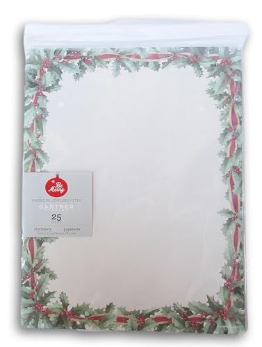 Weihnachts-Scrapbook-Papierblock-Stapel, 25 Blatt, 21,6 x 27,9 cm (Stechpalmen-Bordüre, 21,6 x 27,9 cm) von Christmas Crafts