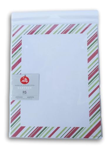 Weihnachts-Scrapbook-Papierblock-Stapel, 25 Blatt, 21,6 x 27,9 cm (rot und grün gestreift, 21,6 x 27,9 cm) von Christmas Crafts