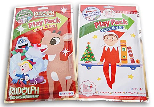 Christmas Time Themed Grab and Go Spielset für Geschenke, Strumpffüller, Belohnungen - Elfe auf dem Regal und Rudolph das Rentier mit roter Nase, Multi, Small, 0691 von Christmas Time