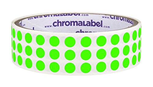 ChromaLabel 0,25 Zoll runde permanente Farbcode-Punkte-Aufkleber, 1000 Stück pro Rolle, fluoreszierendes Grün von ChromaLabel