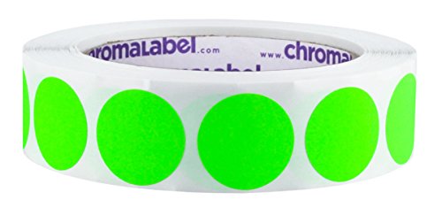 ChromaLabel - Ablösbare Klebepunkte zur Kennzeichnung - farbig - 2,5 cm (1“) - 1000 Stück pro Rolle - Neongrün von ChromaLabel