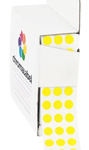 ChromaLabel - Klebepunkte zur Kennzeichnung - versehen mit Permanentkleber - farbig - 0,6 cm (1/4“) Durchmesser - 1000 Stück pro Spenderbox - Gelb von ChromaLabel