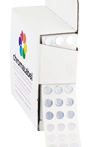 ChromaLabel - Klebepunkte zur Kennzeichnung - versehen mit Permanentkleber - farbig - 0,6 cm (1/4“) Durchmesser - 1000 Stück pro Spenderbox - Metallic-Silberfarben von ChromaLabel