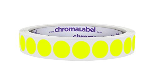 ChromaLabel - Klebepunkte zur Kennzeichnung - versehen mit Permanentkleber - farbig - 1,3 cm (1/2“) Durchmesser - 1000 Aufkleber pro Rolle - Neongelb von ChromaLabel