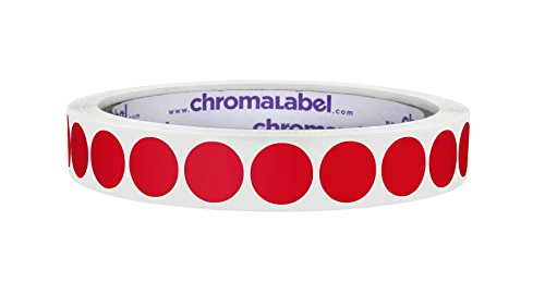 ChromaLabel - Klebepunkte zur Kennzeichnung - versehen mit Permanentkleber - farbig - 1,3 cm (1/2“) Durchmesser - 1000 Aufkleber pro Rolle - Rot von ChromaLabel