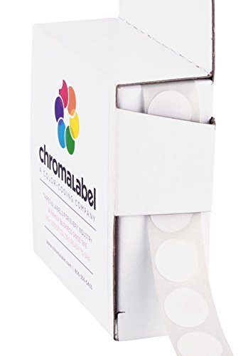 ChromaLabel - Klebepunkte zur Kennzeichnung - versehen mit Permanentkleber - farbig - 1,3 cm (1/2“) Durchmesser - 1000 Stück pro Spenderbox - Weiß von ChromaLabel