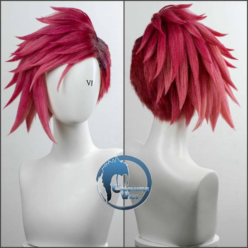 Vi Violette League Of Legends Arcane Pink Inspirierte Undercut Spiky Cosplay Perücke von ChromatusWigs