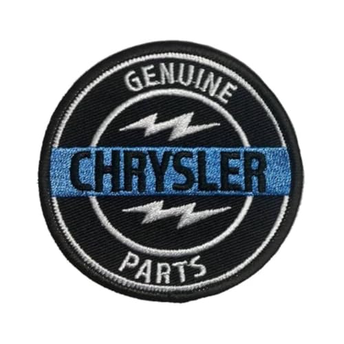 Chrysler Bestickter Aufnäher mit Originalteilen, 7,6 cm Durchmesser, Heißsiegel-Aufnäher für Kleidung, Jeansjacke, schwarzen Rucksack, Hut, Jacken und mehr von Chrysler