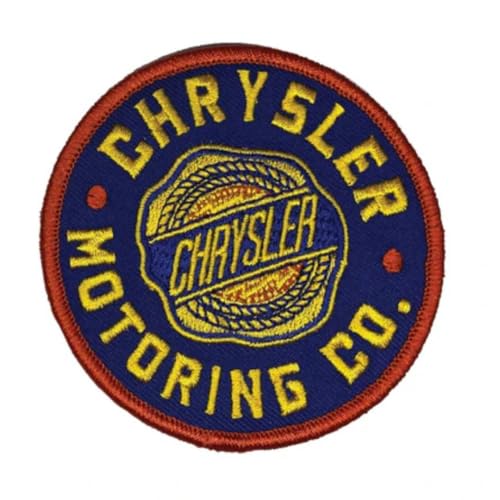 Chrysler Motoring Co. Bestickter Aufnäher, 7,6 cm Durchmesser, Heißsiegel-Aufnäher für Kleidung, Jeansjacke, schwarzer Rucksack, Hut, Jacken und mehr von Chrysler