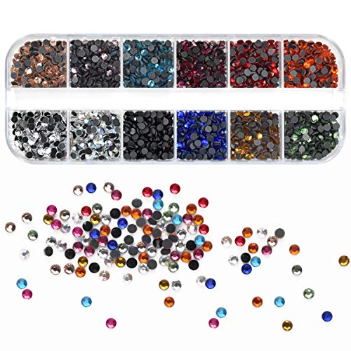 2160 Stück Strasssteine Hotfix Strasssteine Flatback Strasssteine Runde Glitzersteine Kristall Strasssteine für DIY Handwerk Nagel Gesicht Kunst Kleidung Schuhe Taschen 12 Farben SS10 von Chstarina