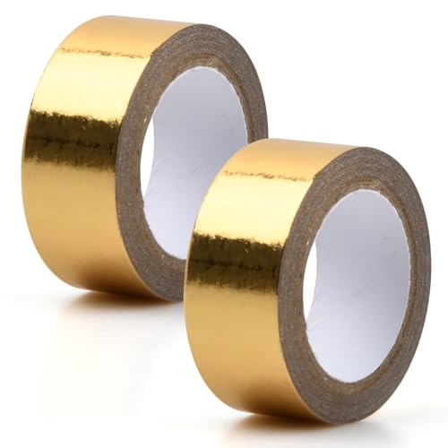 Chstarina 2 Rollen Goldfolie Washi Tape, Gold Dekorative Klebeband, Masking Tape 15mm x 5m, Selbstklebend Klebeband für DIY Handwerk Scrapbooking Geschenkverpackung von Chstarina