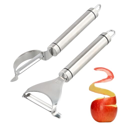 Chstarina 2Pcs Sparschäler Set, Kartoffelschäler und Gemüseschäler, Spargelschäler, Y & I-förmiges Gemüsemesser aus Edelstahl, Universalschäler für Obst,Tomaten, Karotten von Chstarina