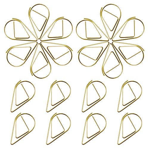 150 Stück Büroklammern Gold Wassertropfen Form kleine Papier-clips aus Metall für Schule Büro, Lesezeichen für Bücher Memo Foto (1.5x2.5cm) von Chudian