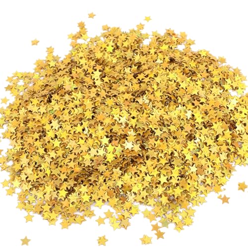 60g Stern Konfetti Gold, Sterne Glitzer Pailletten Stern Tisch Konfetti Klein Streudeko Glitzerndes Metallfolie Sterne für Hochzeit Party Dekoration Geschenk Deko Handwerk DIY Fensterdeko Einladung von Chudian