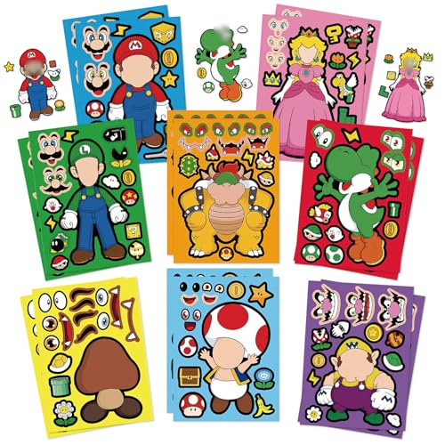 Chukua 16Pcs Sticker Kinder Ma- rio DIY Aufkleber Anime Personalisierte Stickers- Kawaii Sticker Set Geschenk Give Aways Geburtstag Deko Gastgeschenke Party Mitgebsel für Laptop Skateboard Scrapbook von Chukua