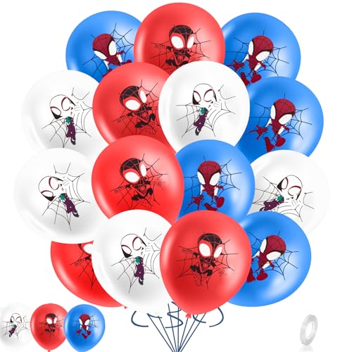 Chukua Spider Luftballon Geburtstag Deko- 17Pcs Kinder Spidey Geburtstagsdeko Latex Balloons Girlande für Spidey Theme Kindergeburtstag Happy Birthday Ballon Party Supplies Deko Jungen von Chukua