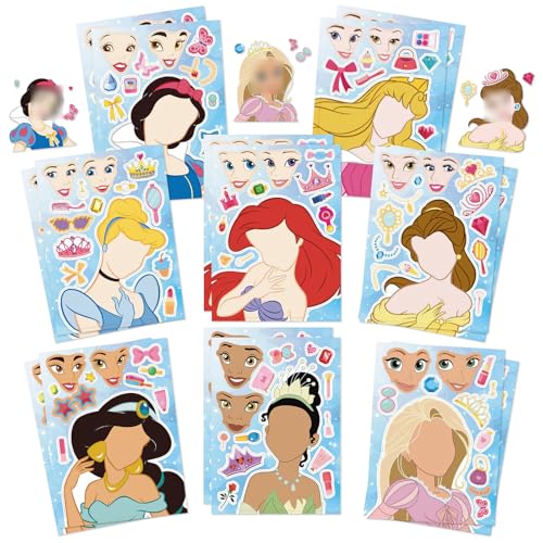 Chukua Sticker Prinzessin-16Pcs DIY Aufkleber Anime Personalisierte Stickers Deko- Kawaii Sticker Set Geschenk Give Aways Geburtstag Deko Gastgeschenke Party Mitgebsel für Laptop Skateboard Scrapbook von Chukua