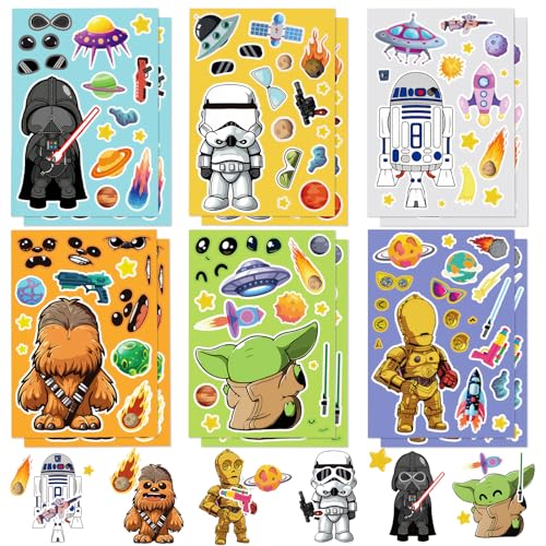 Star Krieg Sticker Kinder-12Pcs Sterne Wars DIY Aufkleber Personalisierte Stickers- Yoda Sticker Set Geschenk Give Aways Geburtstag Deko Gastgeschenke Party Mitgebsel für Laptop Skateboard Scrapbook von Chukua