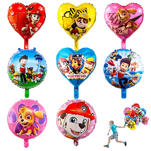 ballon Chukua 10PCS Paw Dog Luftballons Geburtstag Deko Jungen Mädchen Paw Geburtstagsdeko Skye Marshall Chase Rubble Folienballons Happy Birthday Party Balloons Thema Kindergeburtstag Party Deko von Chukua