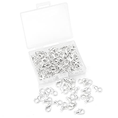 100 Stück 12 x 6 mm Silber Karabinerverschlüsse Set Karabinerverschlüsse für Schmuckherstellung und Armbänder für DIY Handwerk Ohrringe Halskette Armband Anhänger Choker Schmuckherstellung Fundstücke von Chuyau