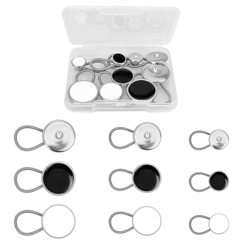 9 Stk Hosenknopf Verlängerung, 10mm/15mm/19mm Hosenbunderweiterung Knopf, Knopfverlängerung für Hosen, Taillenverlängerung Jeansknopf Button für Jeans, Röcke, Hosen, Anzughose（Haarfeder） von CiShow