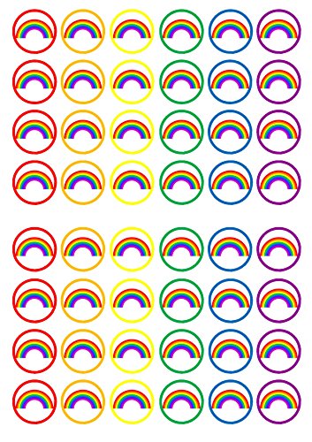 48 essbare Regenbogen-Mini-Cupcake-Topper, Cake-Pops, Kekse von Cian's Cupcake Toppers Ltd