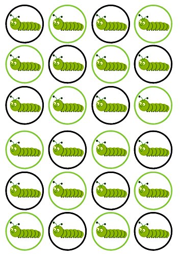 Cian's Cupcake Toppers Ltd 24 Raupe, vorgeschnitten, essbar, Waffel-Kuchendekoration, zum Aufstellen, UNCUT von Cian's Cupcake Toppers Ltd