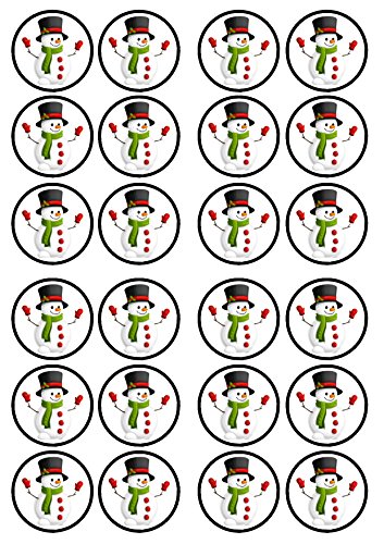 Cupcake-Topper mit Schneemann-Motiv, vorgeschnitten, essbar, Esspapiere, 24 Stück, PRECUT von Cian's Cupcake Toppers Ltd