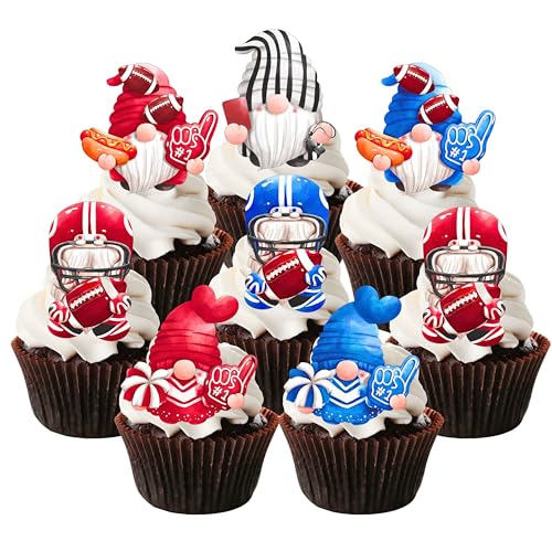 American Football Cupcake Topper Essbare Zwerge Fußball Kuchen Dekorationen Super Bowl Party Supplies 49ers Dekorationen Fußball Cupcake Toppers NFL Football Chiefs Cupcake Toppers (24 Stück) von Cians Cupcake Toppers