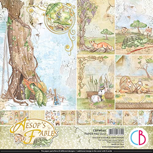 Ciao Bella Double-Sided Paper Pack 90lb 12"X12" 12/Pkg-Aesop's Fables, 12 Designs/1 Each -CBPM046 von Ciao Bella Paper