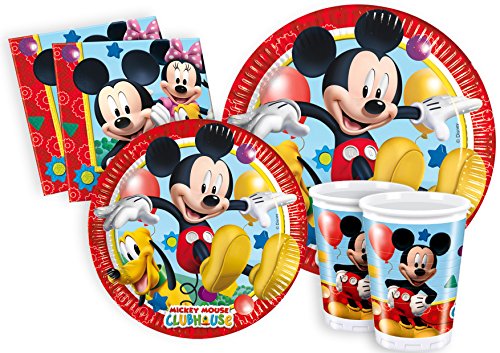 Ciao 17171 Kit Tavola Disney Mickey/Minnie per 8/24 (Piatti Carta, bicchieri, tovaglioli) Party-Set, Single, Mehrfarbig, 24 Personen von Ciao