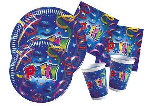 Ciao Y4332 Partygeschirr Party-Set (Pappteller, Bucher, Servietten), Multicolor, 24 Personen von Ciao