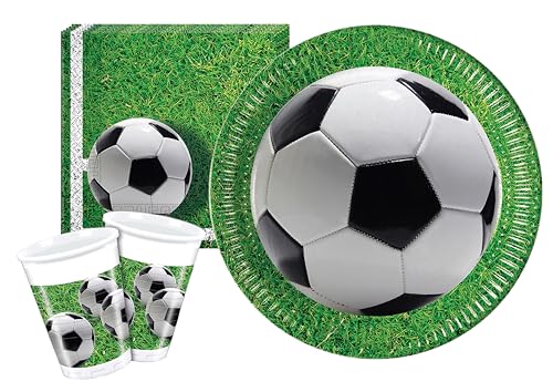 Ciao Partygeschirr Party-Set Fußball Football Party für 8 Personen (36 pcs: 8 Pappteller Ø23cm, 8 Becher 200ml, 20 Servietten 33x33cm) von Ciao