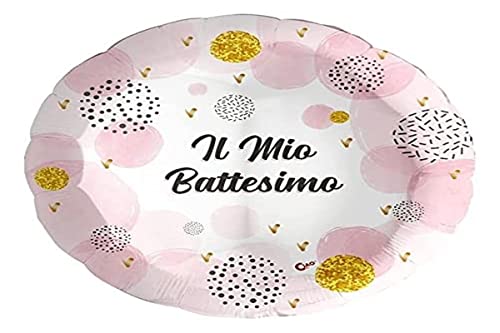 Luftballon Folie Balloon Mylar Runde (46cm, 18'') Taufe, Rosa von Ciao