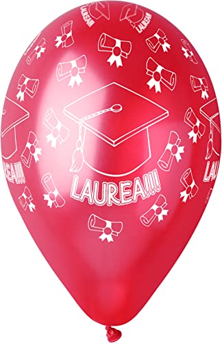 Pack 25 balloons pearly Laurea in natural latex Premium Quality G120 (Ø 33cm / 13"), red pearl von Ciao