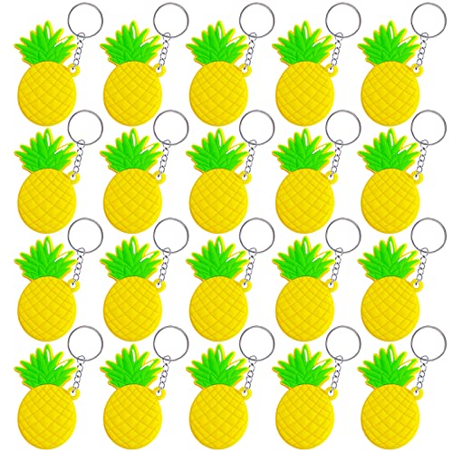 CiciBear 20 Stück Ananas-Schlüsselanhänger für hawaiianische tropische Luau-Mottoparty, Babyparty, Geburtstag, Schule, Karneval, Belohnungen von CiciBear