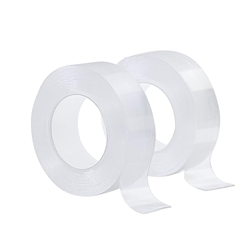 6m Doppelseitiges Klebeband Extra Stark Transparent, 2 Rollen Nano Klebeband Doppelseitig, Abnehmbar Wasserfest Double Sided Tape Breite 2cm für Teppich Foto Wand Zuhause Auto Outdoor von CiciIng